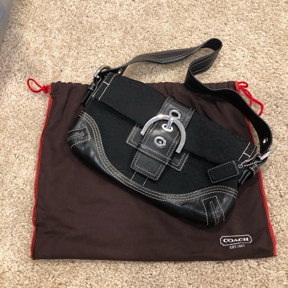 Coach :: Black handbag with leather